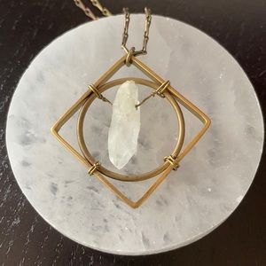 Geometric Brass Quartz Necklace